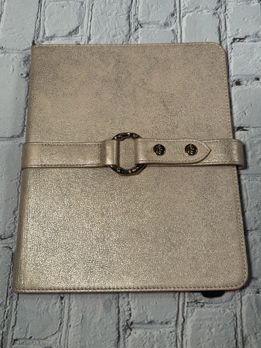Elaine Turner Gold Metallic iPad case snap closure business card holder
